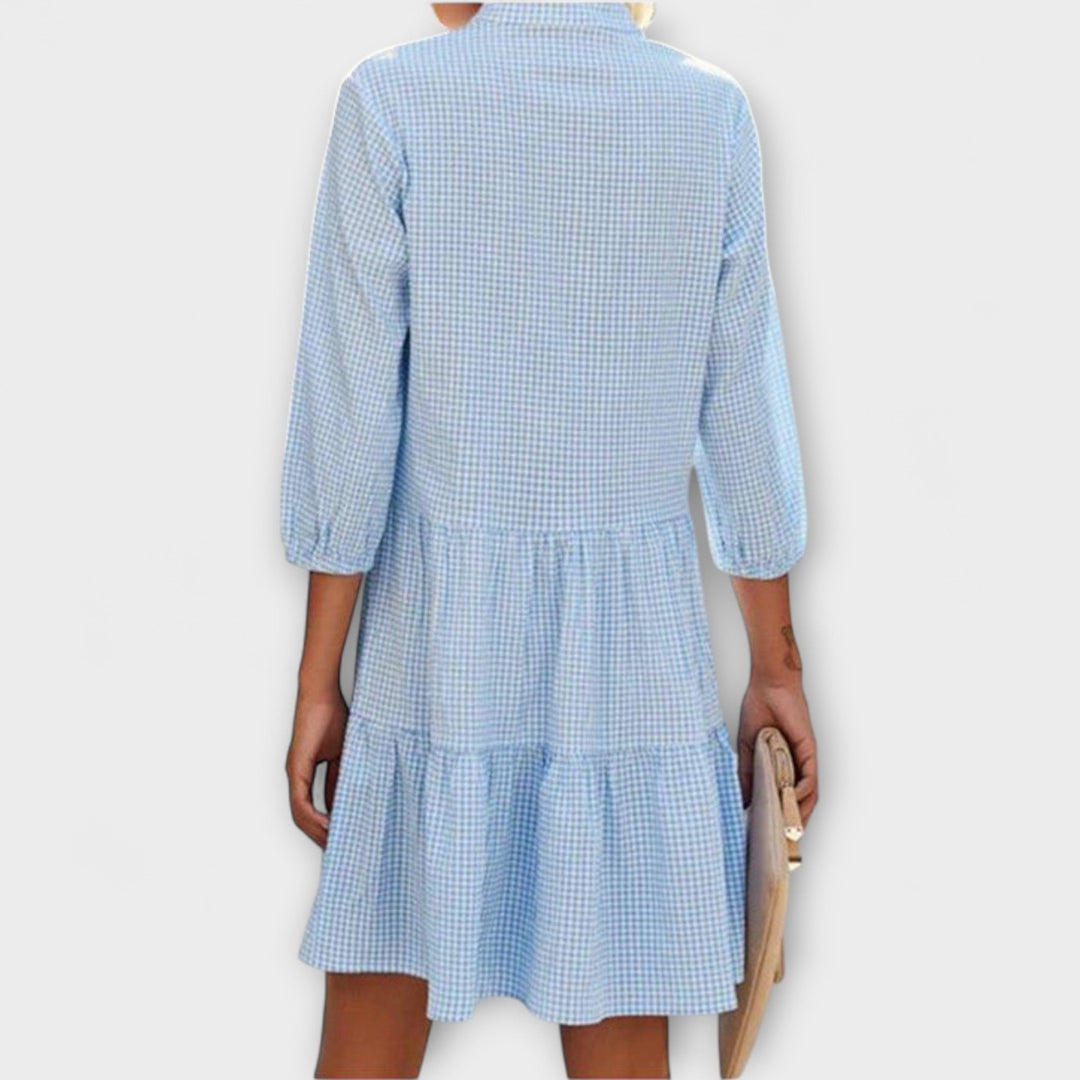 Emilia - Kostkovaná V-krční šaty