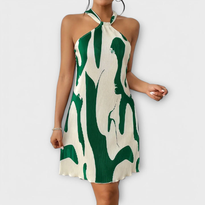 Nysaa - Dámské halter šaty s elegantním potiskem a A-liniovým střihem