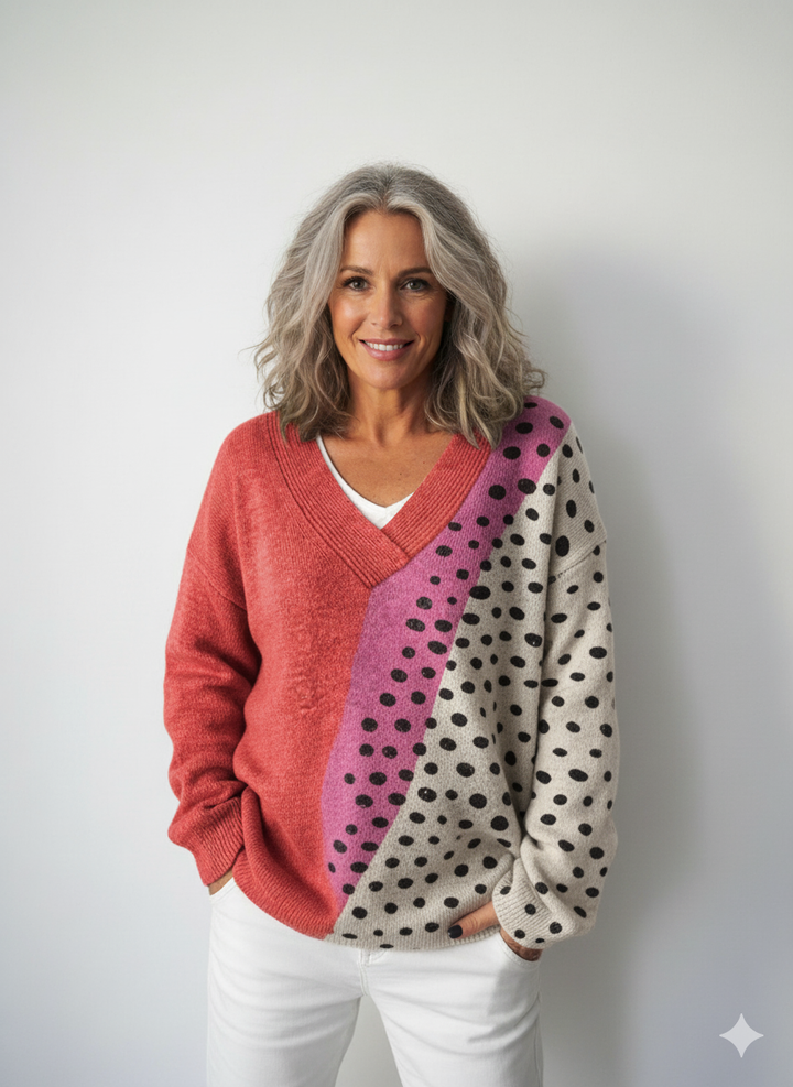 Tisk umění Mikinový svetr s výstřihem do V