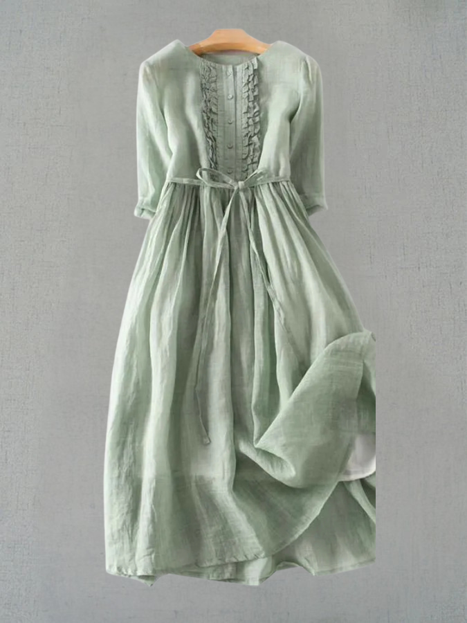 Marisse | Dámské Retro šaty s kulatým výstřihem a zavazováním v pase