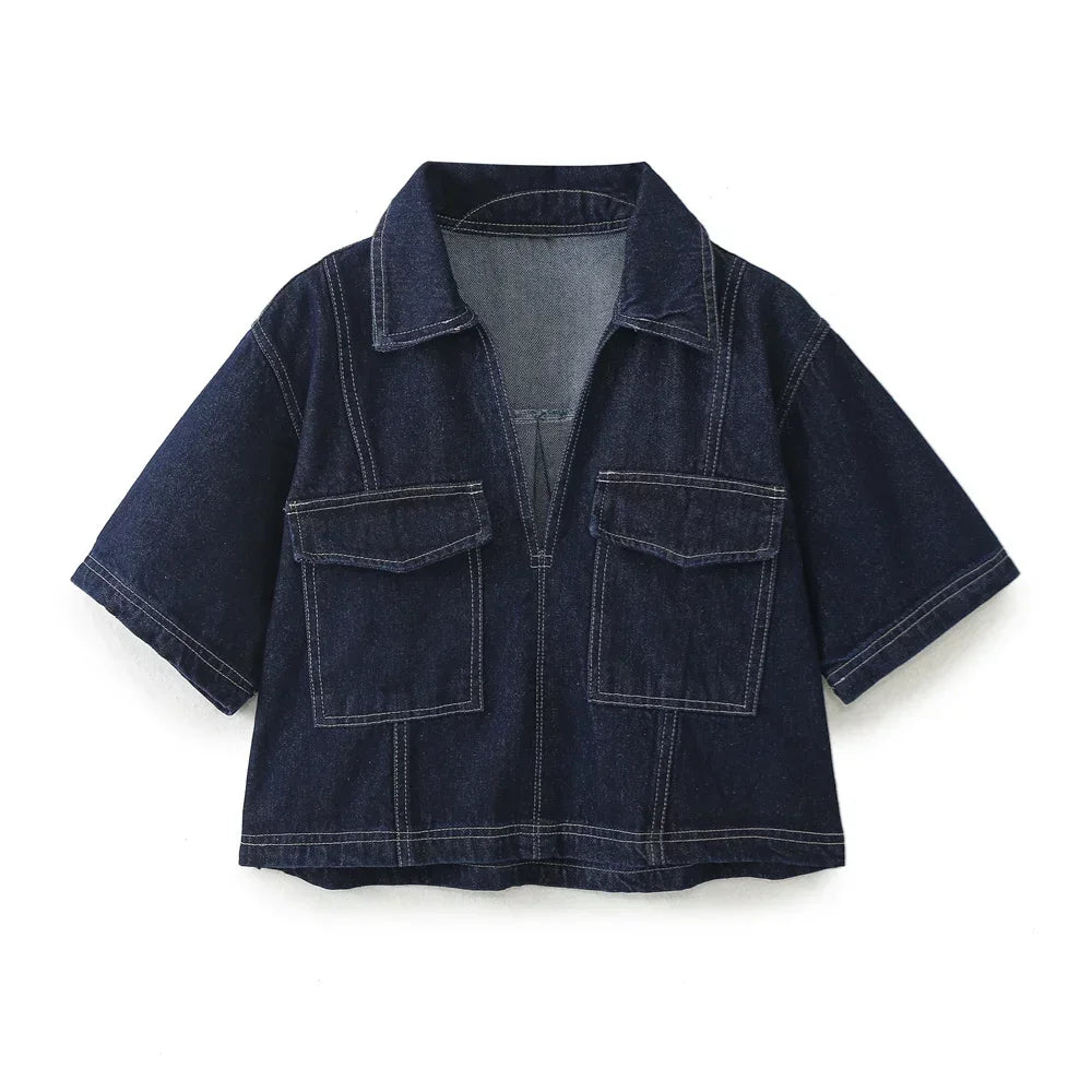 Miranda | Džínové souprava s výstřihem do V