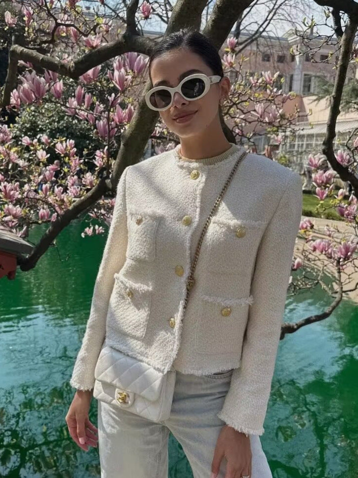 Clarette – Elegantní vlněné sako s knoflíky ve stylu Chanel