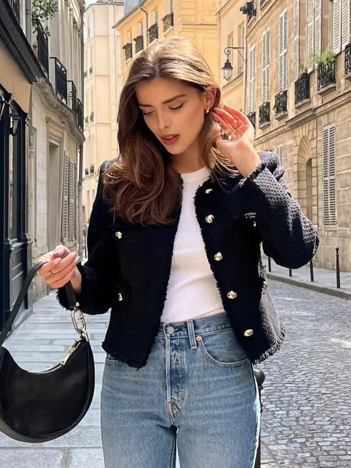 Clarette – Elegantní vlněné sako s knoflíky ve stylu Chanel