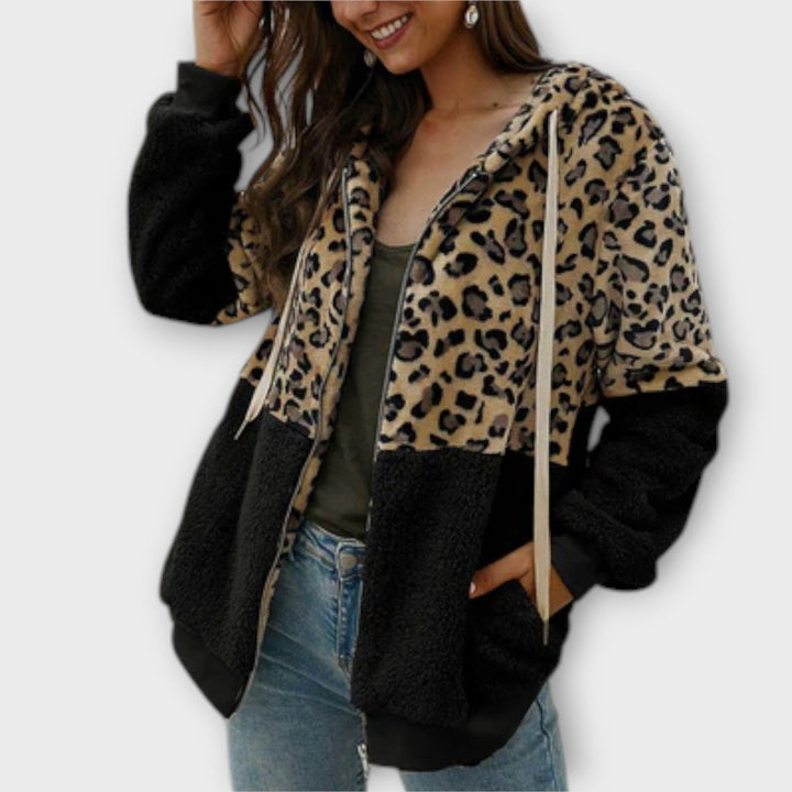 Fleece mikina s leopardím designem