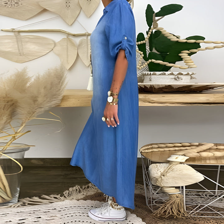 Adelora | Džínové šaty s výstřihem do V